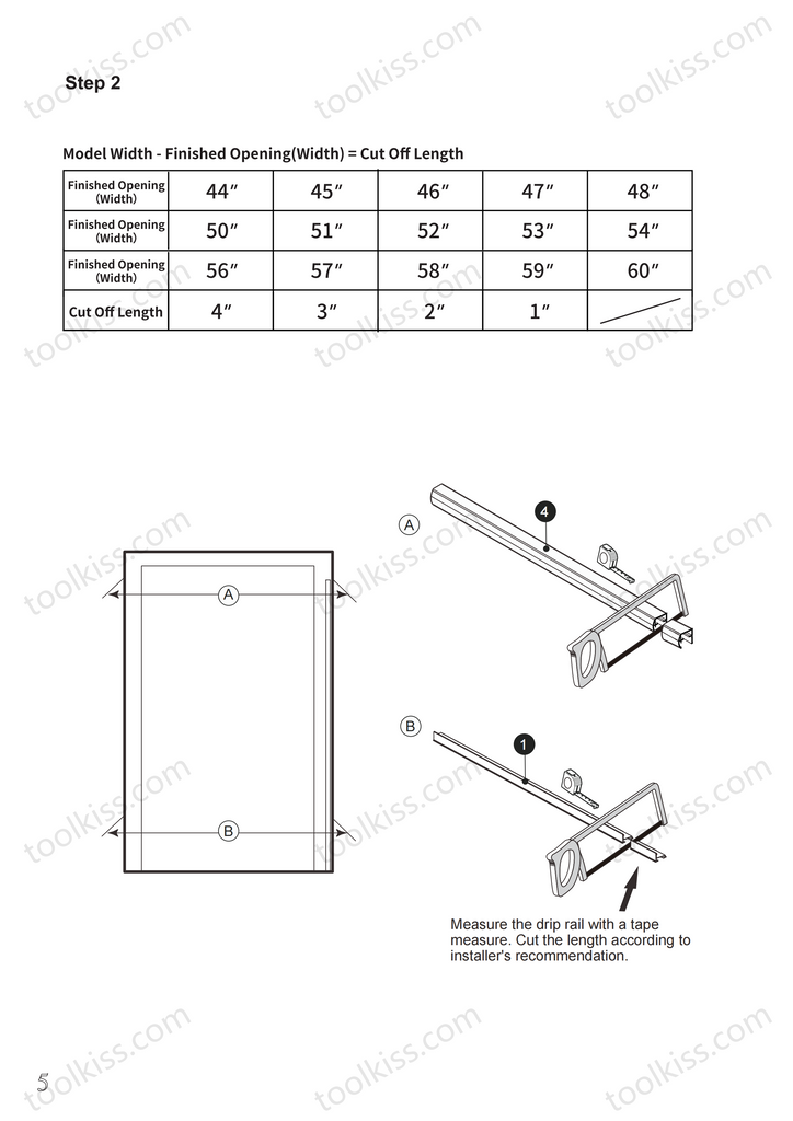 56''-60''x72'' sliding shower door installation step 2-TK19118