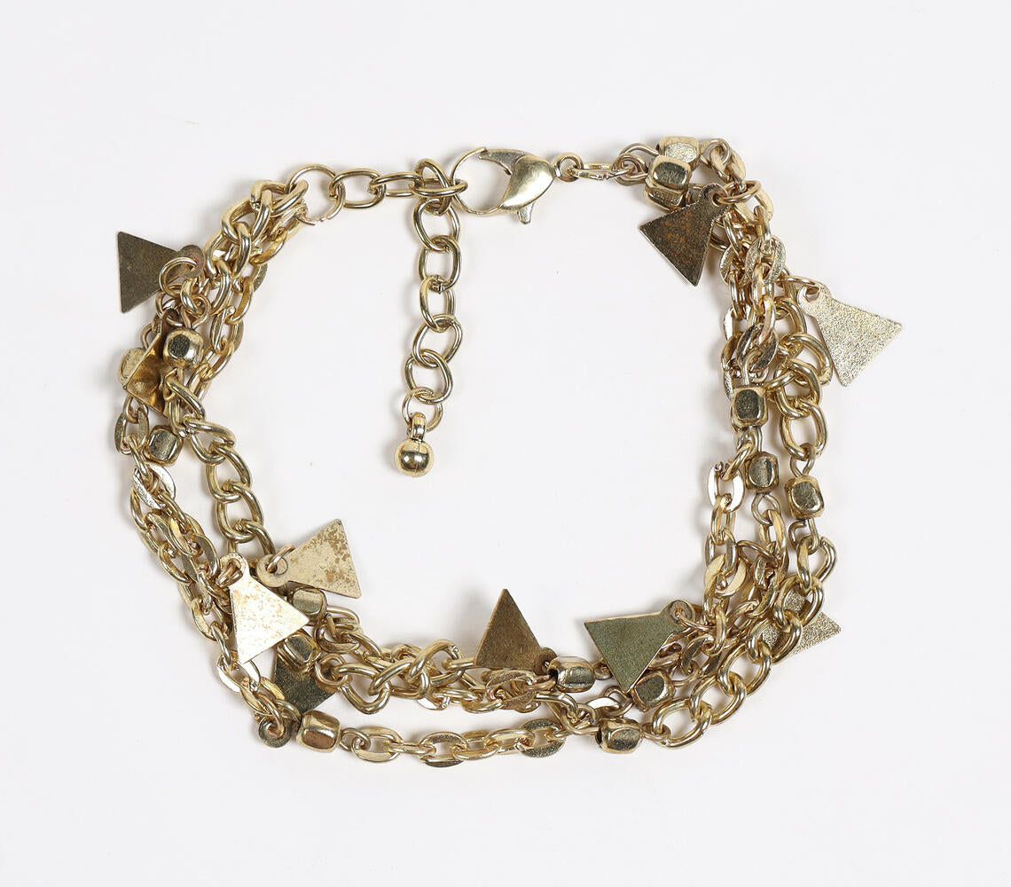 Chunky Metallic Triangular Charms Bracelet (Large)