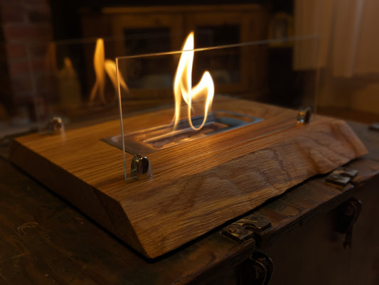 Handmade Indoor/outdoor Table Top Oil Burner/lamp/fire  Rustic/industrial/steampunk Real Copper/brass/hardwood Ft Live Edge 