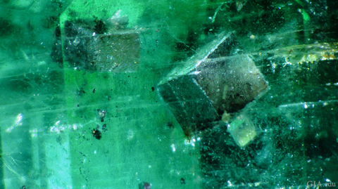 Close-up of an emerald from emerald from Santa Terezinha de Goiás, Brazil