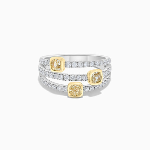 Triple eternity band with yellow and white diamonds