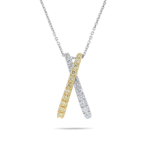 Yellow and White Diamond "x" shaped pendant