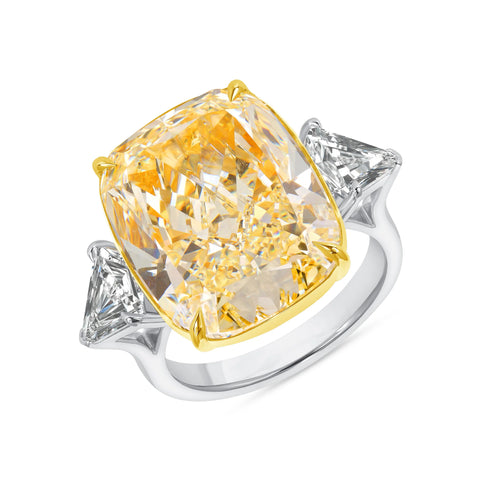 15.63CT Cushion Fancy Yellow Diamond Ring