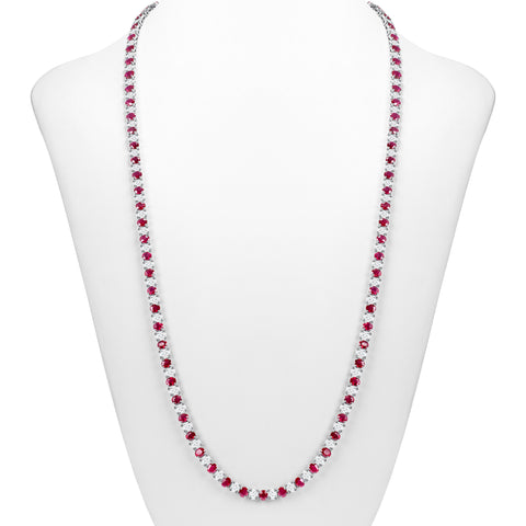 Fire and Ice Ruby and Diamond Tennis Necklace