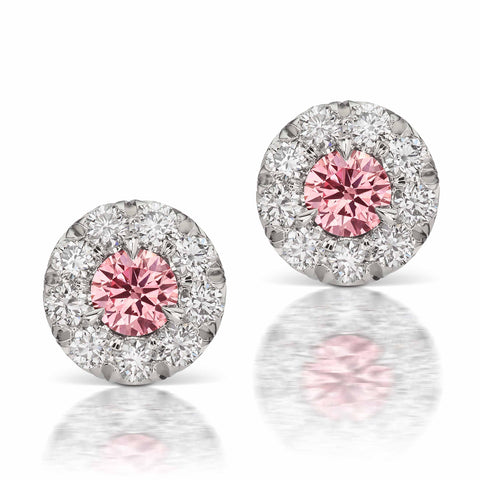Argyle Pink Diamond and White Diamond Stud Earrings