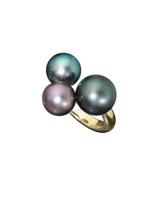 3-Bubble Tahitian Pearl Ring