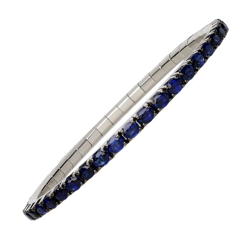 Dark blue sapphire stretch tennis bracelet