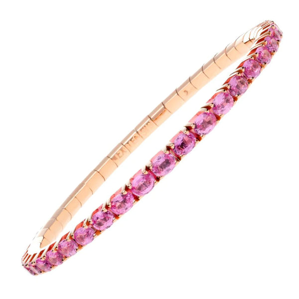 10.20 CT Oval-Cut Pink Sapphire Stretch Tennis Bracelet