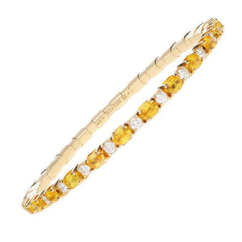 Yellow sapphire and diamond stretch tennis bracelet