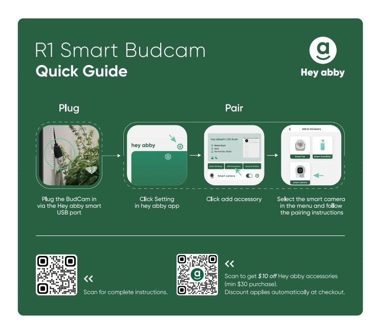 steps of using Hey Abby R1 Smart Budcam