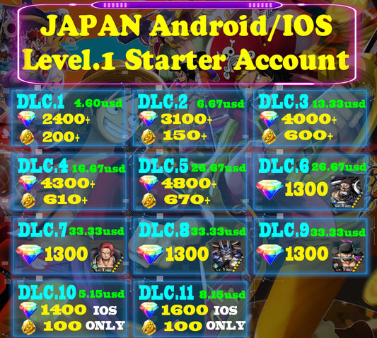 Global] One Piece Bounty Rush OPBR 5000+ Gems Starter Accounts With K –  Dokkan Battle Account Store