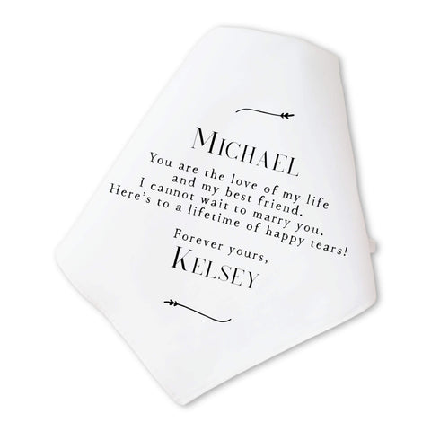 personalized groom handkerchief from the bride