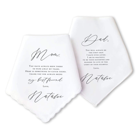 Classic Mother of the Bride & Father of the Bride handkerchief gift set