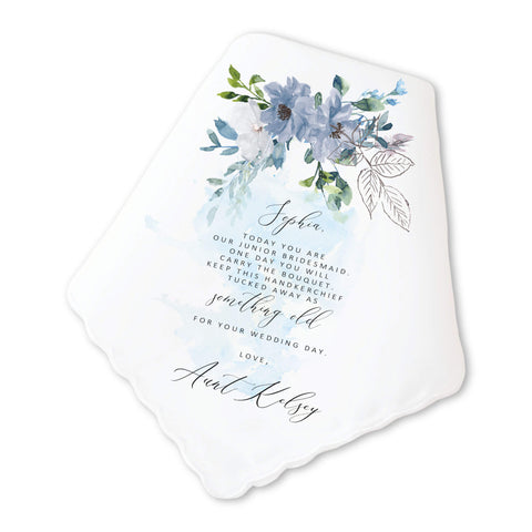 Dusty Blue Flower Girl Handkerchief