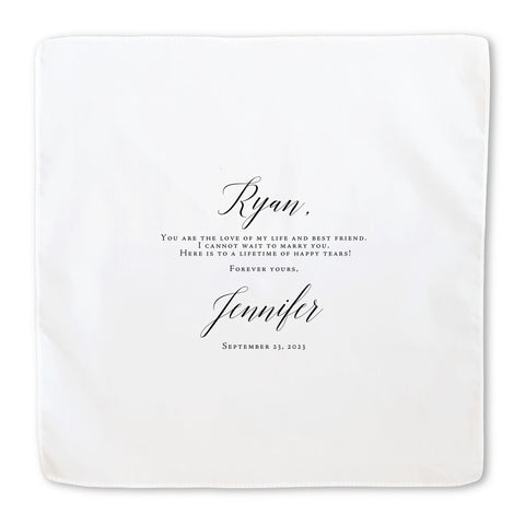 groom handkerchief gift with message from bride on the wedding day
