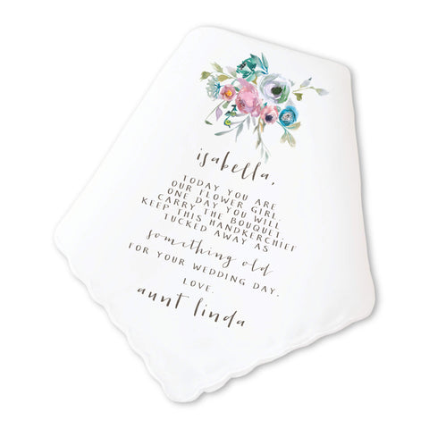 Floral Flower Girl Handkerchief