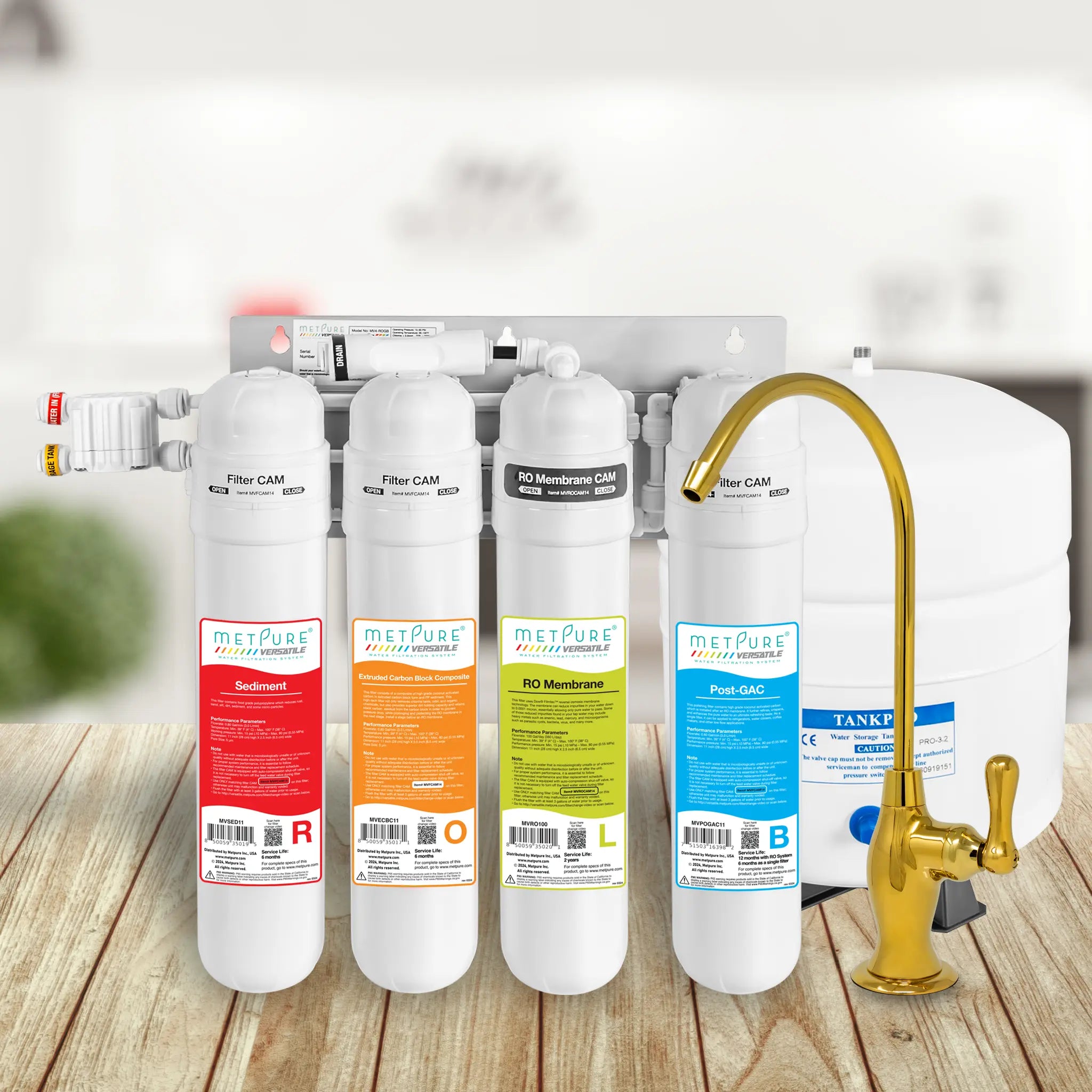 4 Stage Quick Twist Whole House Water Filtration System. Metpure Versatile Customizable Reverse Osmosis RO Water Filtration System. Complete System With Hardware, Filters, Storage Tank, and Faucet. (Select Your System Type and Faucet) - Image 65