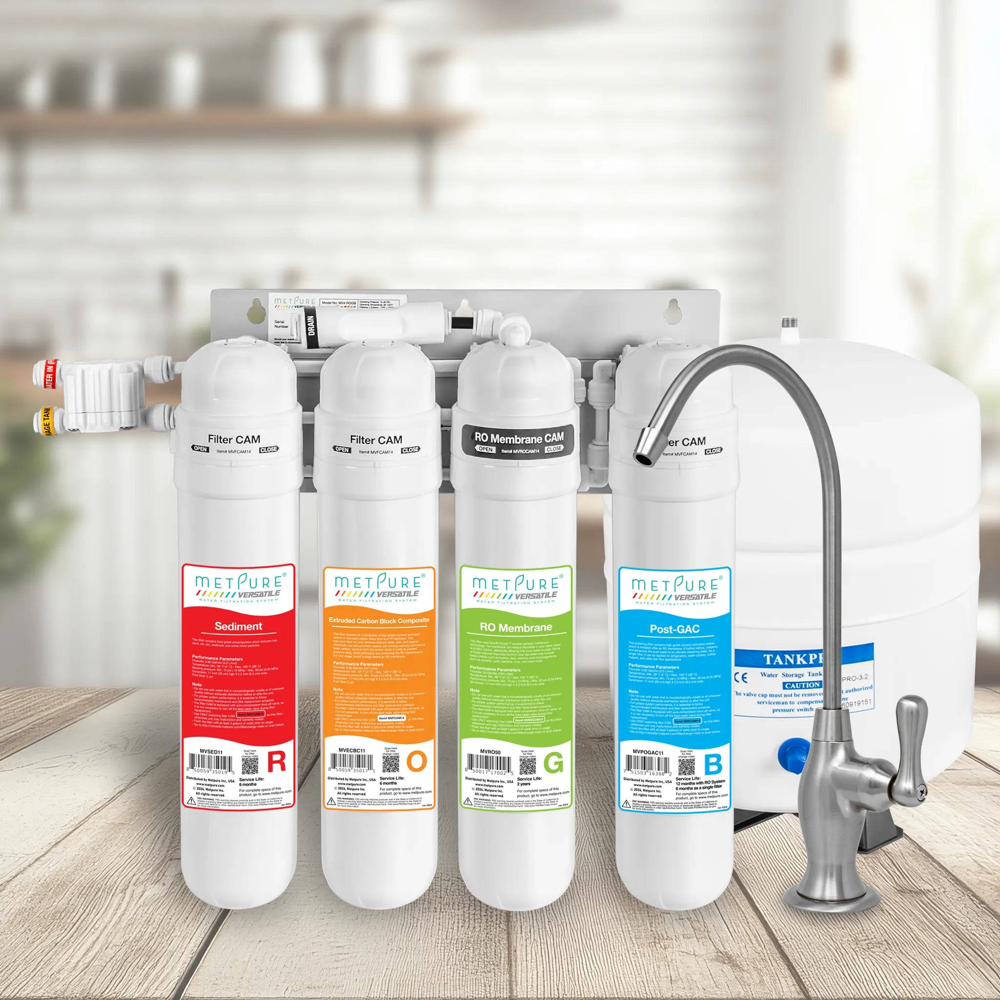 4 Stage Quick Twist Whole House Water Filtration System. Metpure Versatile Customizable Reverse Osmosis RO Water Filtration System. Complete System With Hardware, Filters, Storage Tank, and Faucet. (Select Your System Type and Faucet) - Image 32