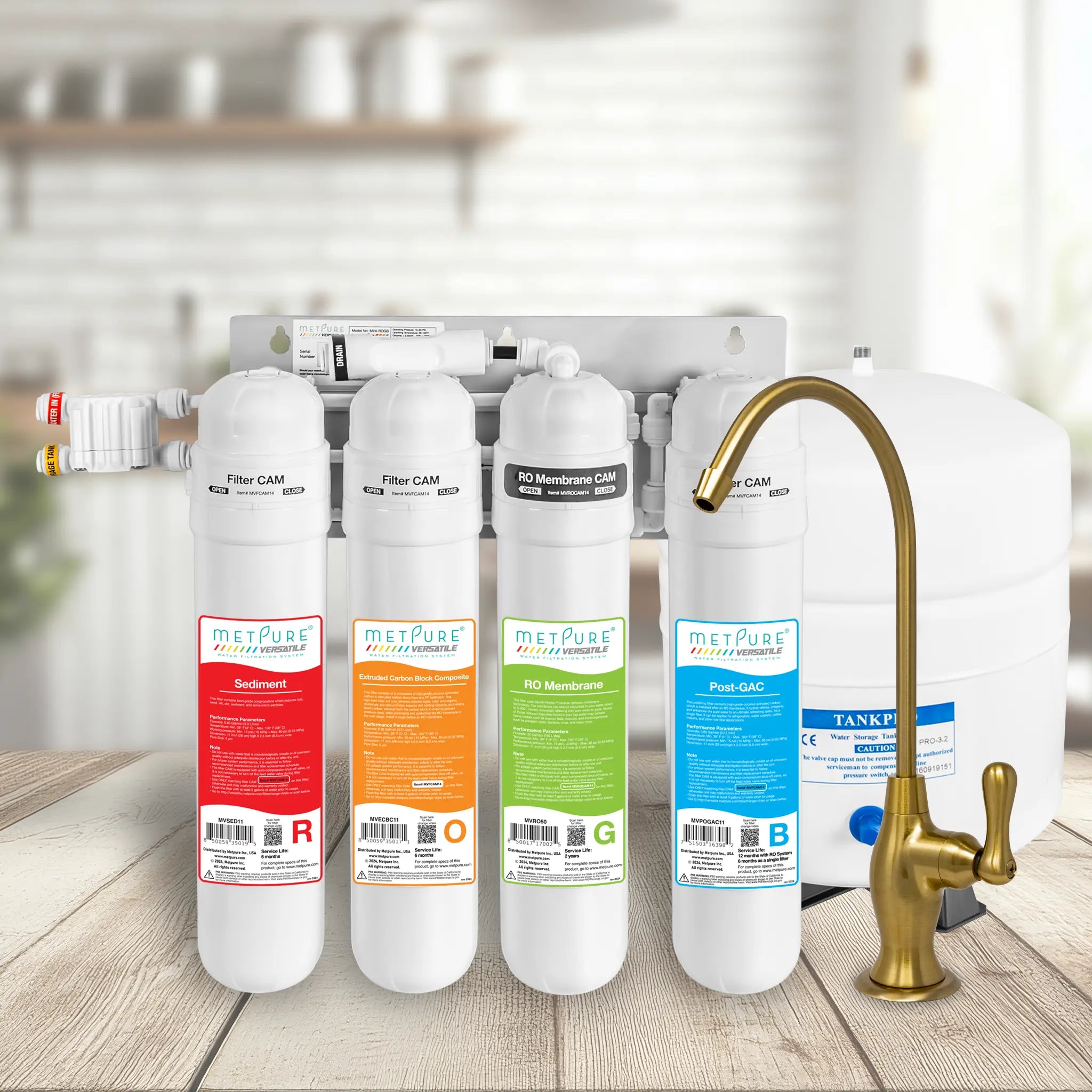 4 Stage Quick Twist Whole House Water Filtration System. Metpure Versatile Customizable Reverse Osmosis RO Water Filtration System. Complete System With Hardware, Filters, Storage Tank, and Faucet. (Select Your System Type and Faucet) - Image 108