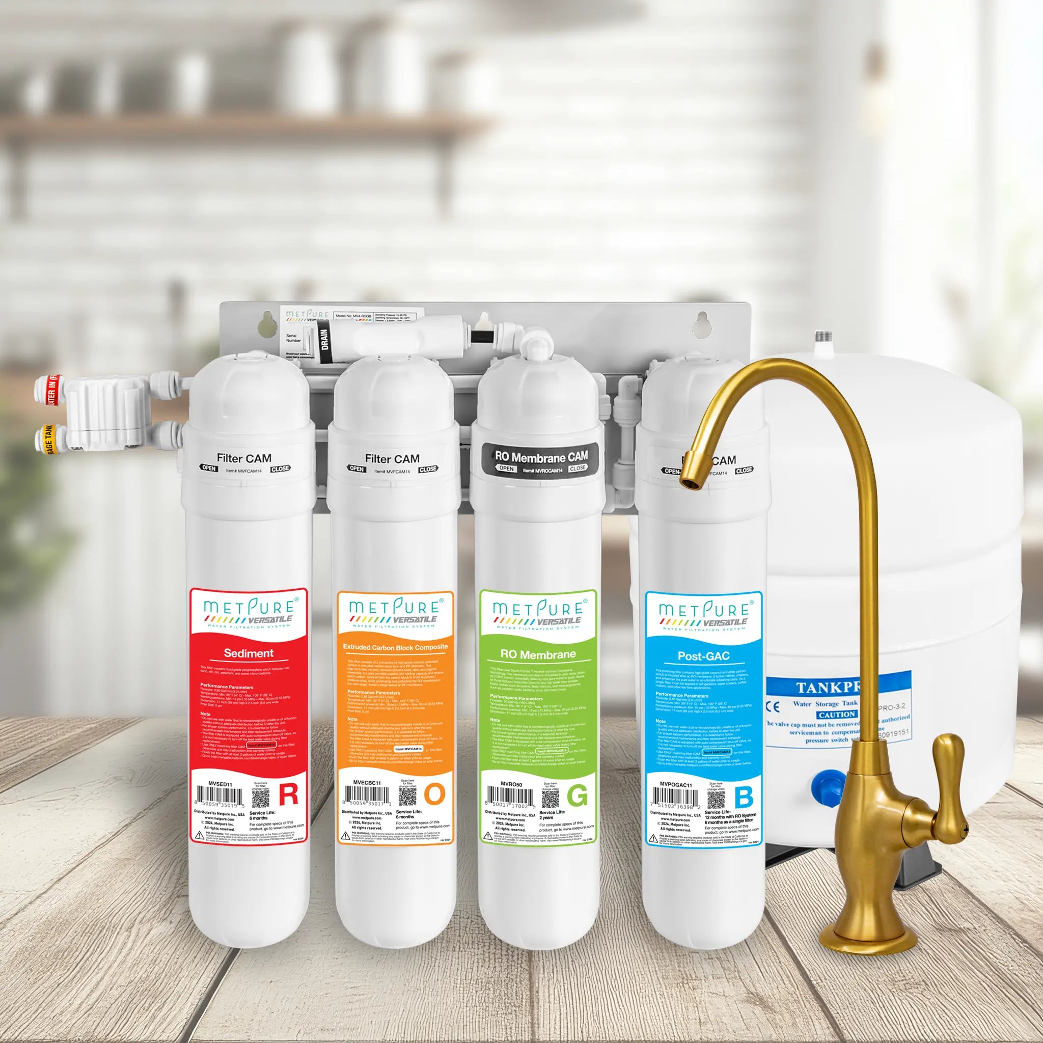 4 Stage Quick Twist Whole House Water Filtration System. Metpure Versatile Customizable Reverse Osmosis RO Water Filtration System. Complete System With Hardware, Filters, Storage Tank, and Faucet. (Select Your System Type and Faucet) - Image 44
