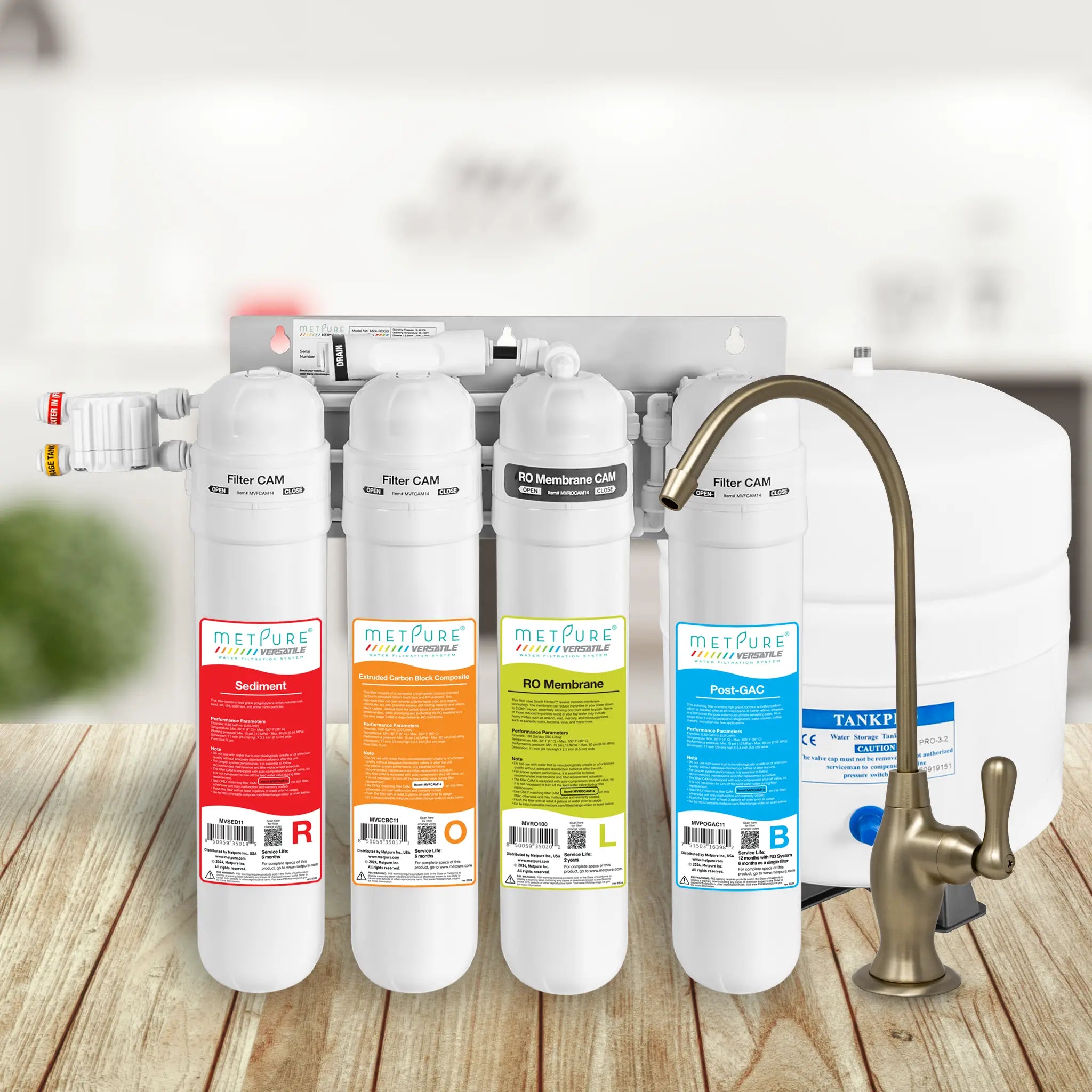 4 Stage Quick Twist Whole House Water Filtration System. Metpure Versatile Customizable Reverse Osmosis RO Water Filtration System. Complete System With Hardware, Filters, Storage Tank, and Faucet. (Select Your System Type and Faucet) - Image 71