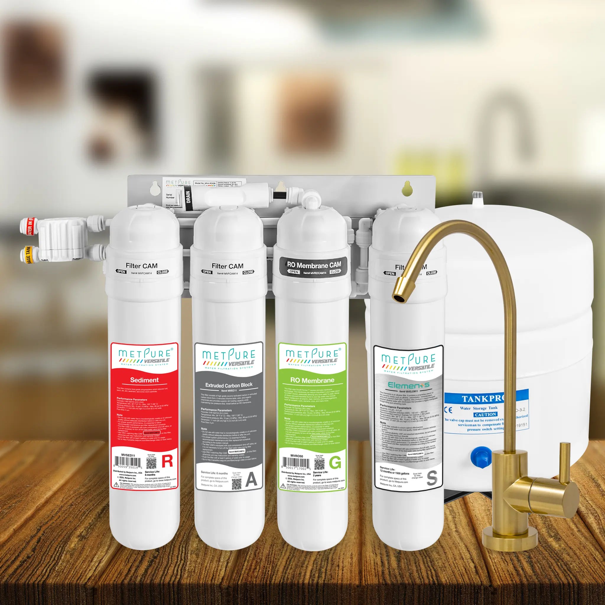 4 Stage Quick Twist Whole House Water Filtration System. Metpure Versatile Customizable Reverse Osmosis RO Water Filtration System. Complete System With Hardware, Filters, Storage Tank, and Faucet. (Select Your System Type and Faucet) - Image 100
