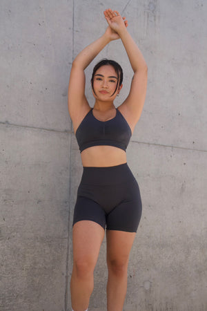 STONE GRAY ABSTRACT SPORTS BRA - GRYND