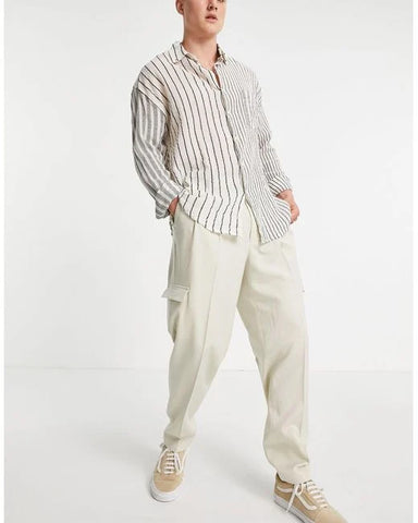 alt="Striped Shirt With Cargo Pants"