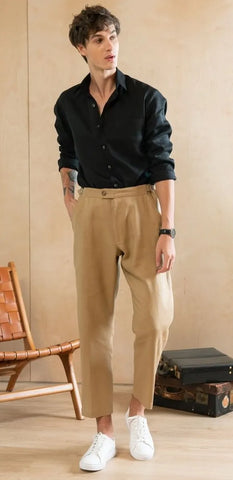 alt="chinos with linen shirt"