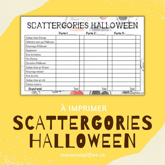 Jeu de party : Scattergories Halloween - Ma Vie Simplifiee