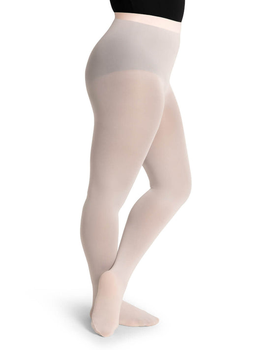 Capezio White Women's Footless Tight w Self Knit Waist Band, Large/X-Large