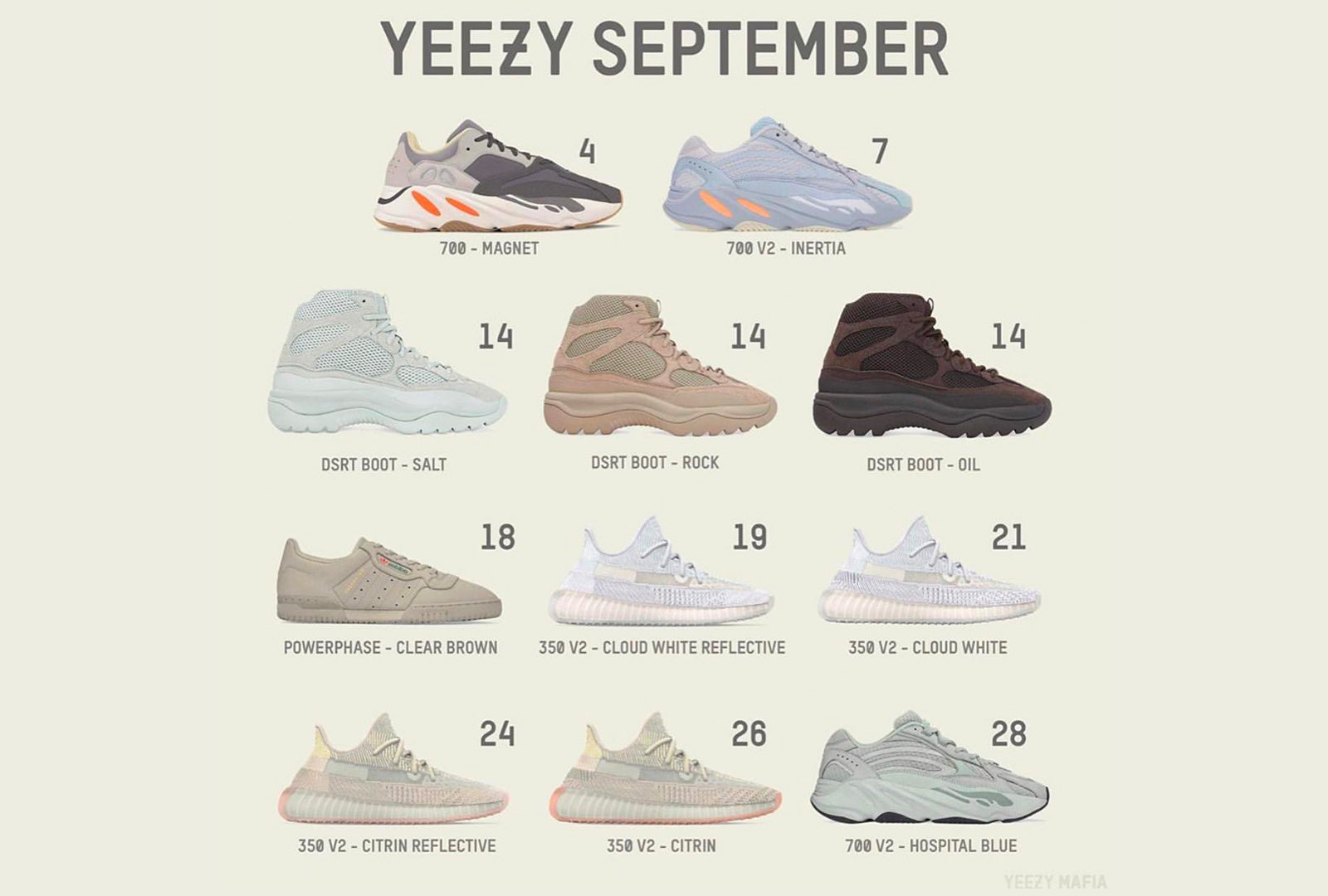 Yeezy Release Calendar September - Sneakers