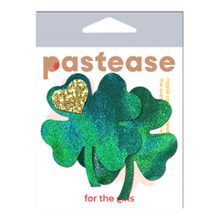 Green Clover with Gold Heart Pastease