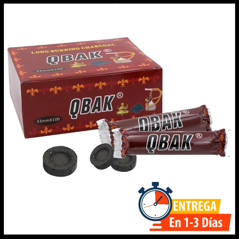 33mm Charcoal for Shisha, Hookah, Hookah, Hookah, Charcoal Censer Fast-Light and Slow Burning - Complete Box 100 Units