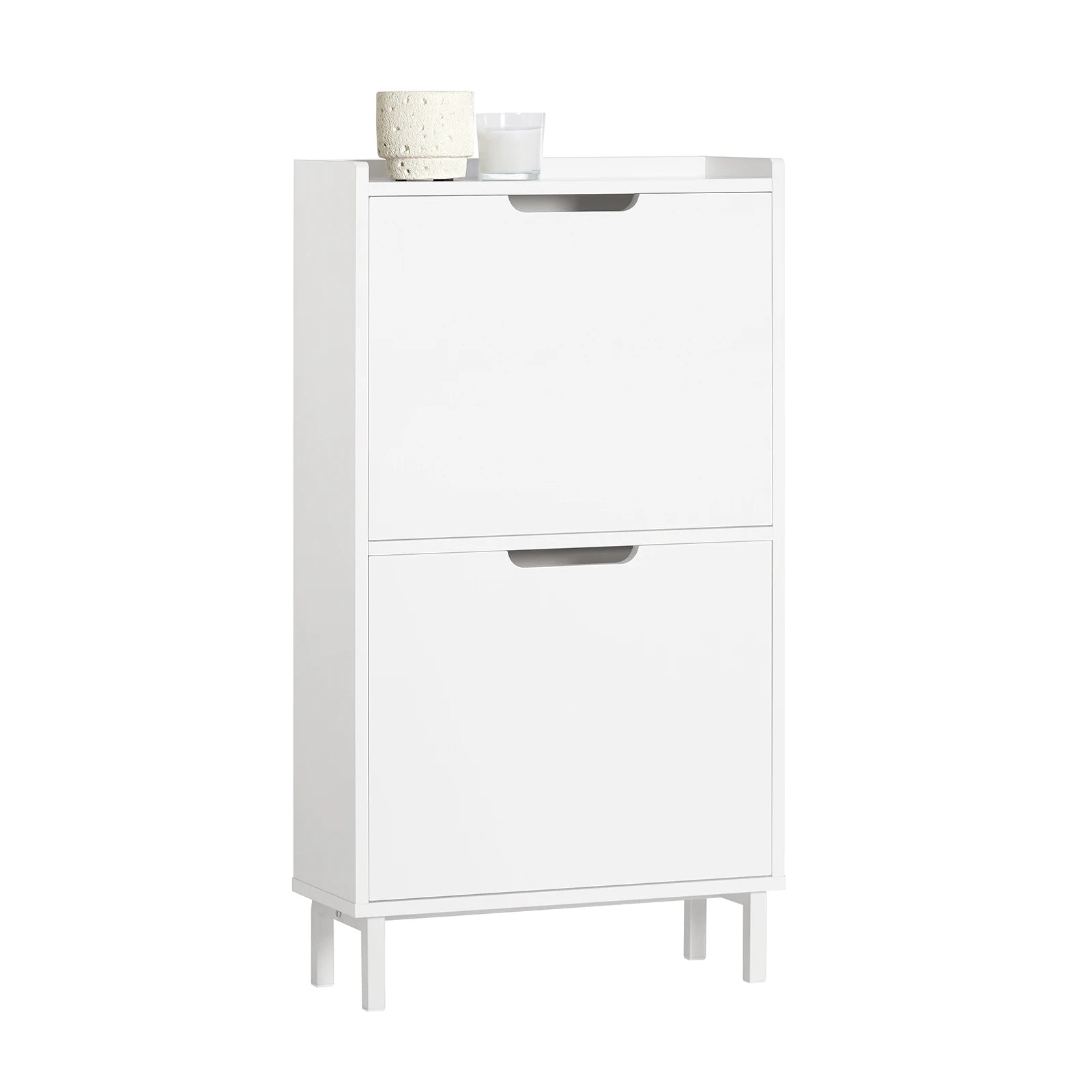 SoBuy FSR151 Shoe dump truck with 2 flap Shoe cabinet narrow shoe rack with 4 shelf surfaces Shoe chest of drawers Shoe shelf