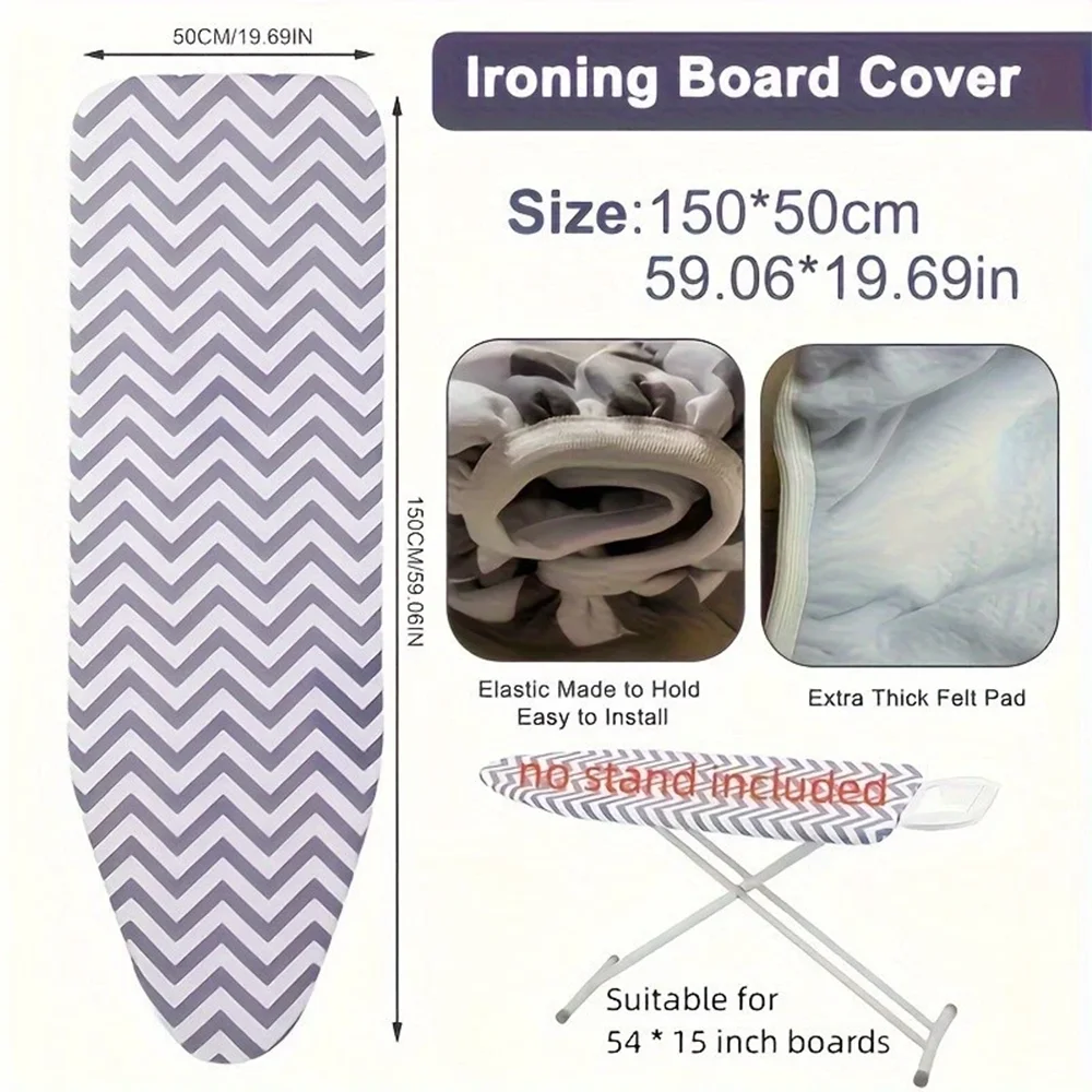 Heat-Resistant Ironing Board Cover, Protect Clothes and Board from Dust, Ideal for Family Ironing