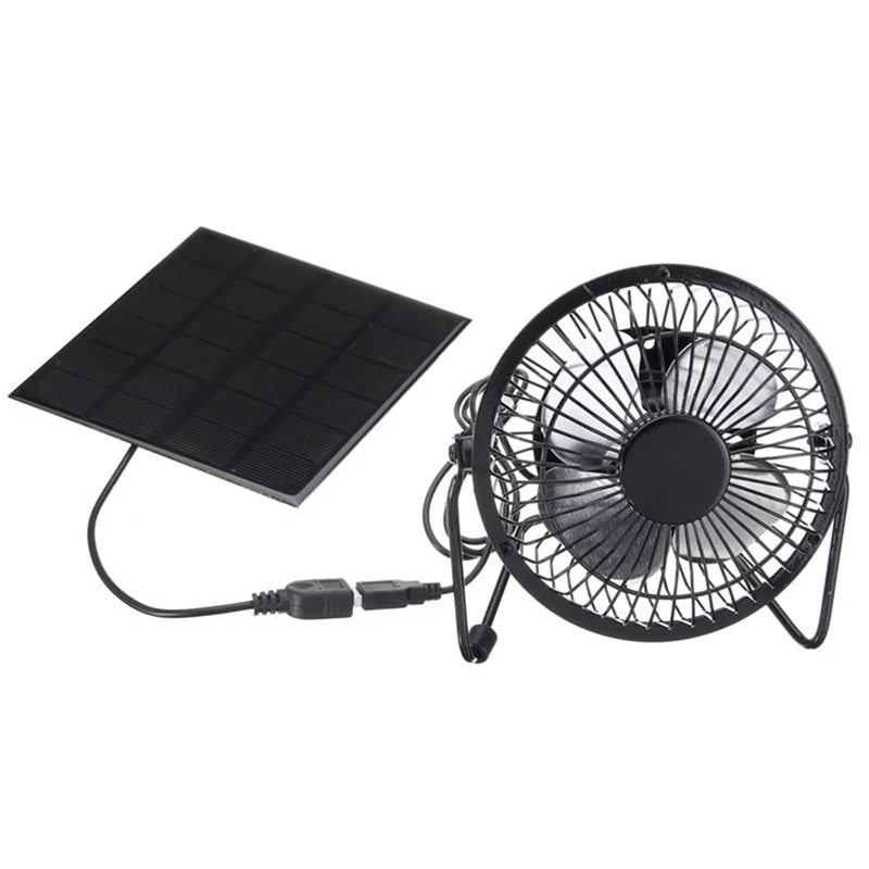 Mini Solar Panel Powered Ventilator Fan Portable 5W 4 Inch Greenhouse
