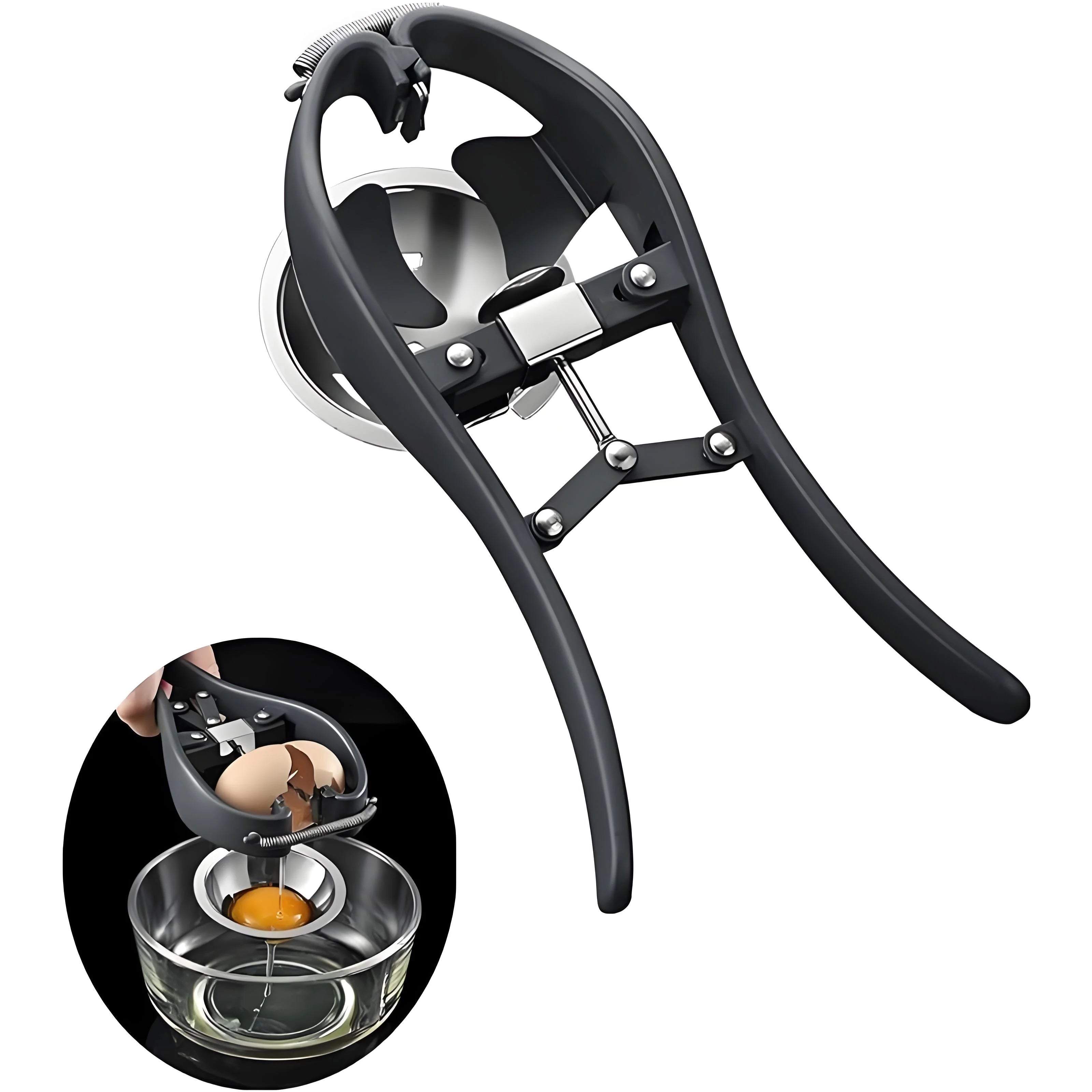 3-in-1 Stainless Steel Egg Separator & Cracker - Professional Yolk/White Splitter with Quick Release, Effortless Baking Tool