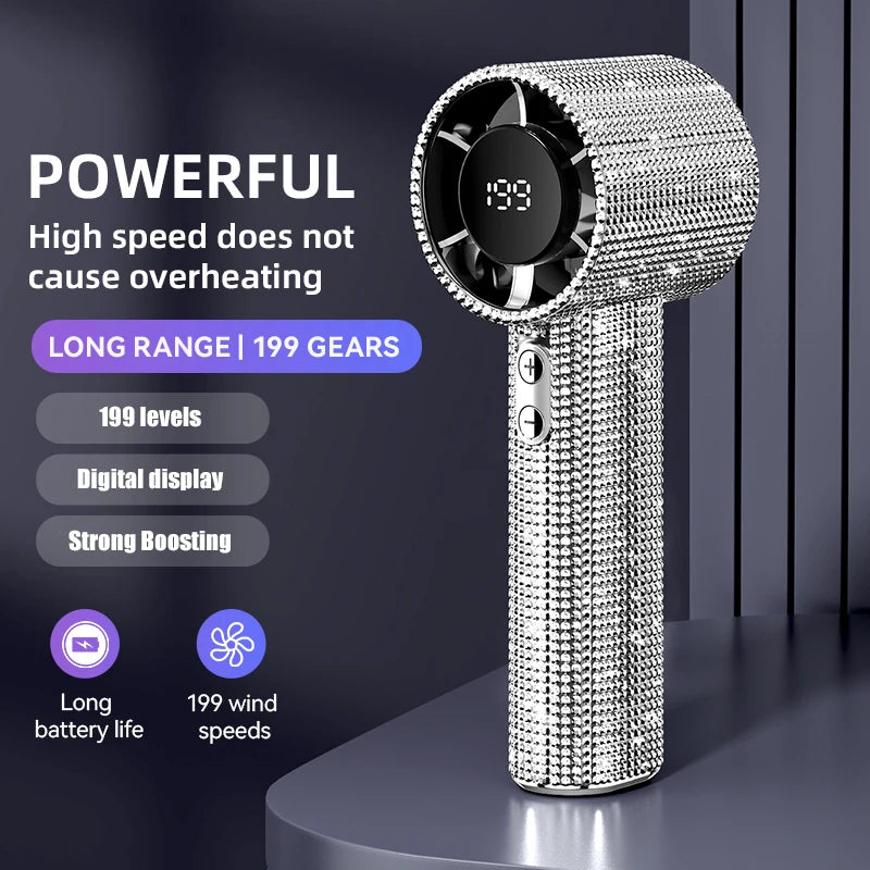 Xiaomi Diamond Portable Handheld Turbo Fan 199 Gears Rechargeable Long