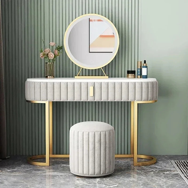 Salon Gray Storage Vanity Table Aesthetic Salon Bedroom Dresser Organizer Space Saving Organizer Schminktisch Trendy Furniture