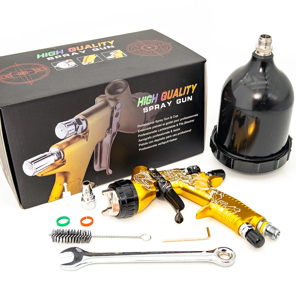 Cyberlimited Edition High Quality Spray Gun For Cars 1.3/1.8mm Nozzle Gold Painting Gun  Water Based Air Spray Gun Airbrush