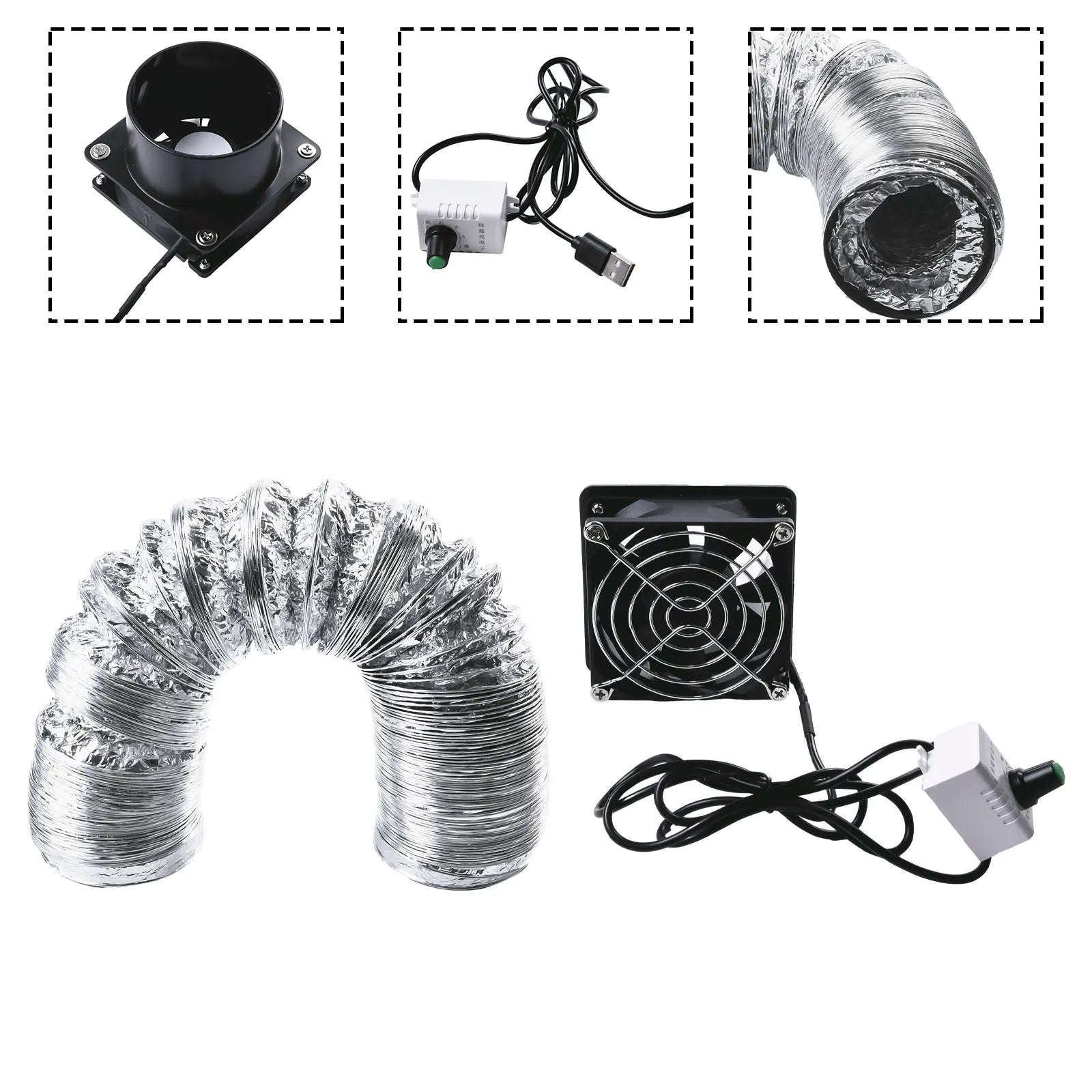 Smoke Absorber Fume Extractor Fan Pipe Duct Exhuast Fan USB Adjustable