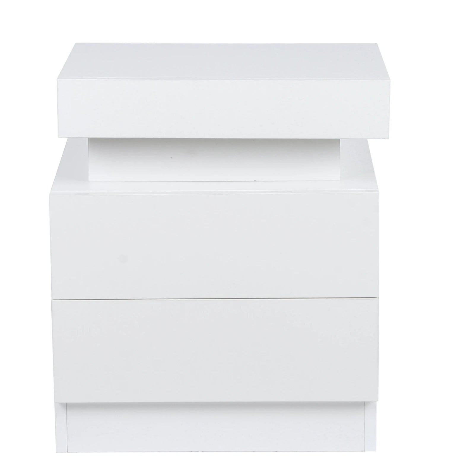 Bedroom LED Nightstand Bedside Table Large Capacity RGB Light Storage Nightstand Cabinet with 2 Drawers for Bedroom Nightstand