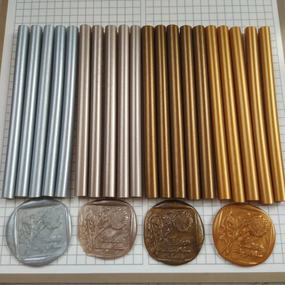 20Pcs/Lot Antique Hot melt Glue sticks Metal color Silicone bars for gun Golden/Silvery/Champagne/Bronze DIY Sealing wax