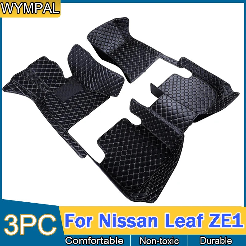 Car Floor Mats For Nissan Leaf ZE1 2018~2022 Luxury Leather Mat Durable Pad pets Interior Parts Rugs Set Accessories 2019