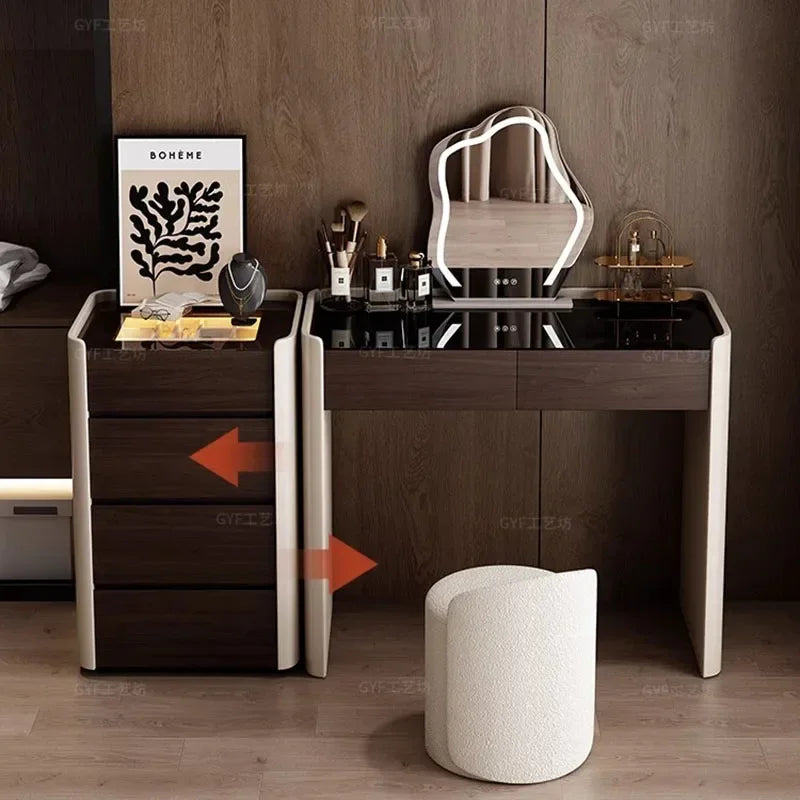 Luxury Storage Vanity Table Nordic Wooden Organizer Drawers Dresser Salon Luxury Beauty Unique Mesa De Maquillaje Home Furniture