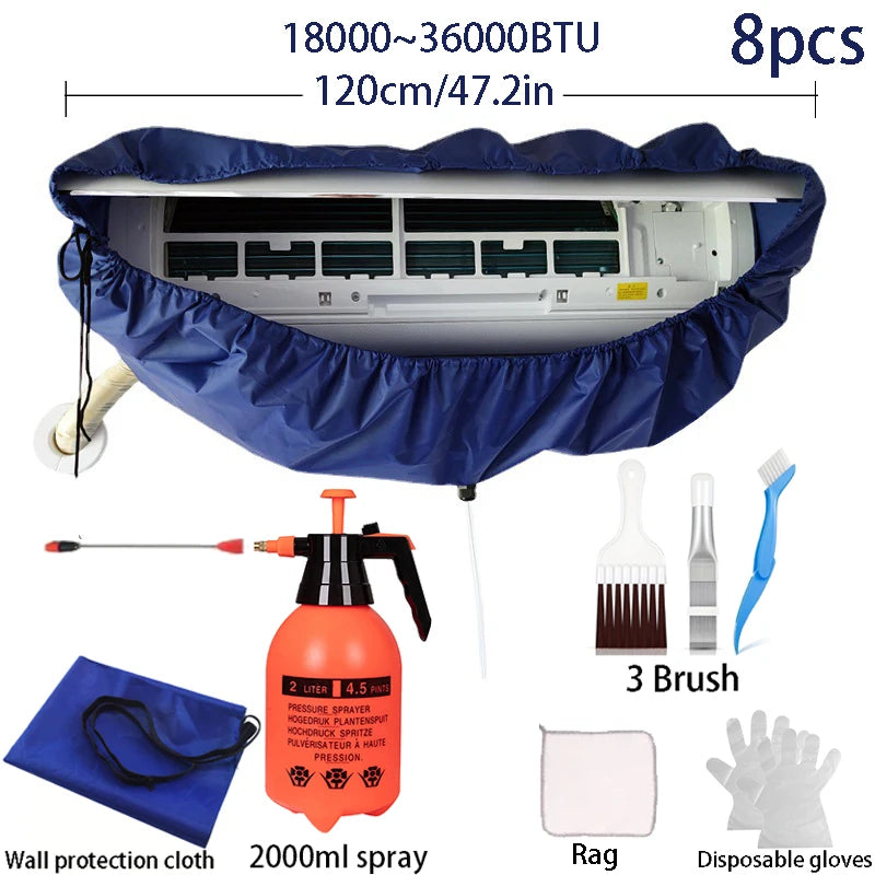 120cm Summer Air Conditioning Cleaning Bag Waterproof Kit Set Professional Hanging AC Dust Removal Sprayer Cleaner Brush Tools.