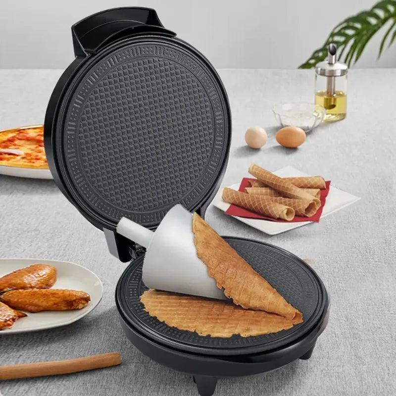1200W Electric Egg Roll Machine Waffle Cone Maker Ice-cone Maker, Homemade Ice Cream Cone Baking Iron Machine Non-stick Coating