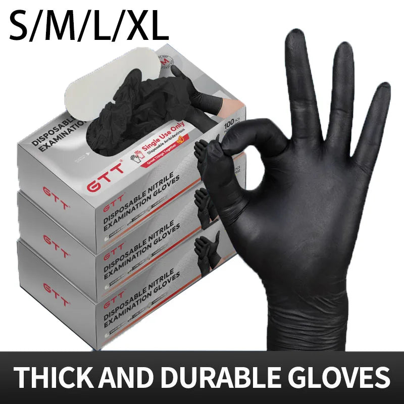 100/200Pcs Black Nitrile Inspection Gloves Disposable Thickened Cleaning Work Rubber Glove For Tattoo Hairdressing Car Wash Tool