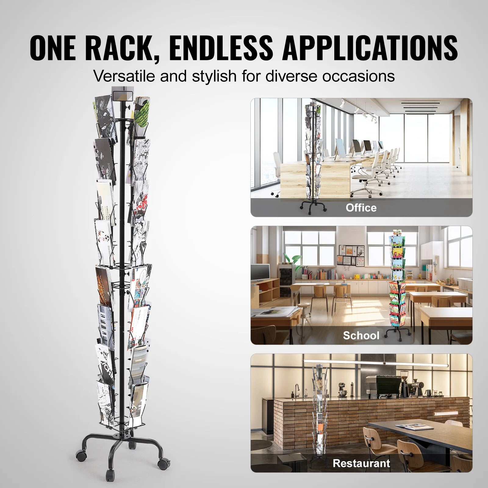 SucceBuy Greeting Cards Display Rack 32 Pockets 360° Rotating Postcard Brochure Display Stand for Exhibitions Office Trade Shop
